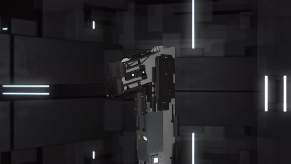 Animation of moving futuristic mechanism