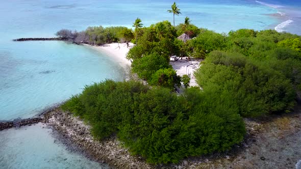 Aerial drone abstract of lagoon beach by blue water and sand background