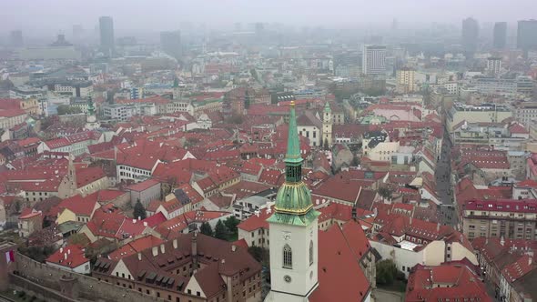 Aerial View of the Old Town and City of Bratislava