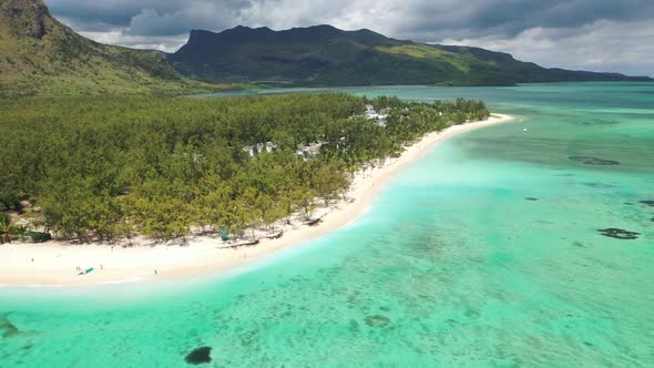 Beach with Luxury Hotel, White Sand and Turquoise Water of the Indian Ocean, Mauritius, Africa