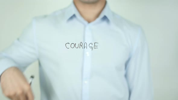 Courage, Man Writing on Screen