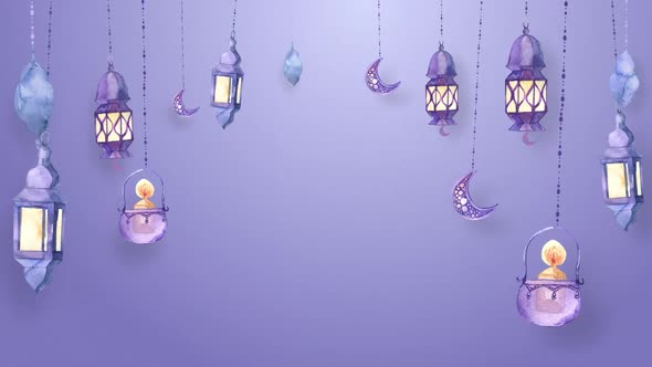 Ramadan Background Purple Lamp Lantern Eid Animation