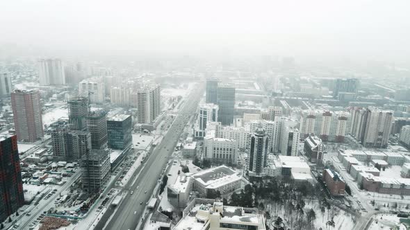 Blizzard Morning in the Siberian City