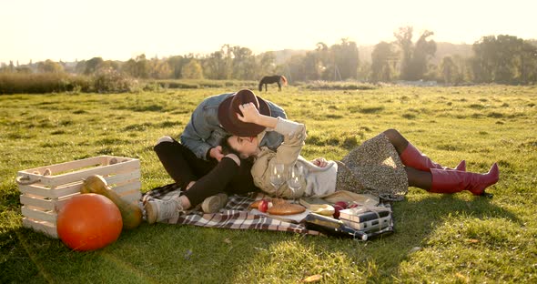 Young Couple on a Romantic Date in Nature