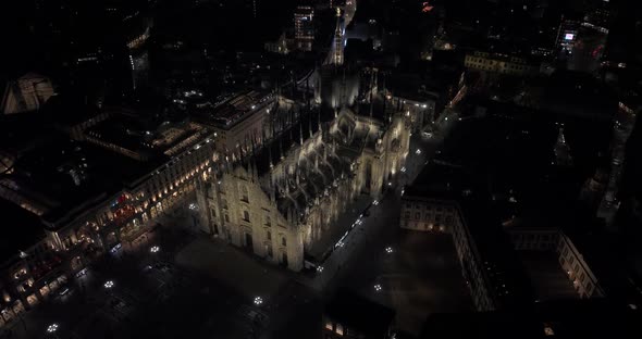 Beautiful Duomo Di Milano Cathedral Illuminated at Night