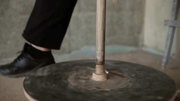 Spinning Pottery Wheel Close Up