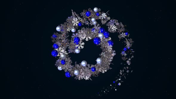 Winter holidays, New Year wreath glowing spiral