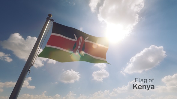 Kenya Flag on a Flagpole V2