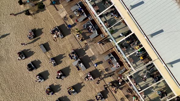 Beach Bar aerial view 4k