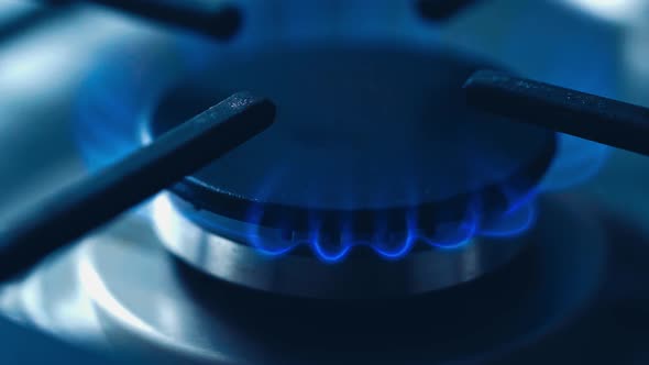 Blue and Really Hot Flames on a Gas Stove