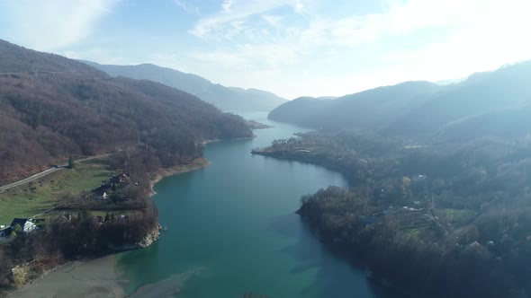 Morning Lake Between Mountains 4k