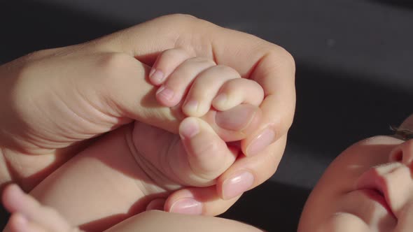 Parent Holding Cute Babys Hand