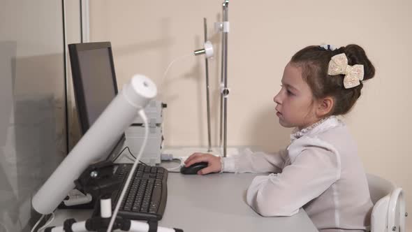 Cute Pupil Sitting at Computer