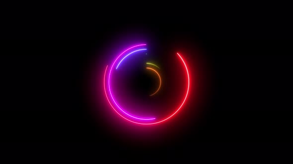 colorful neon circles abstract futuristic motion background.