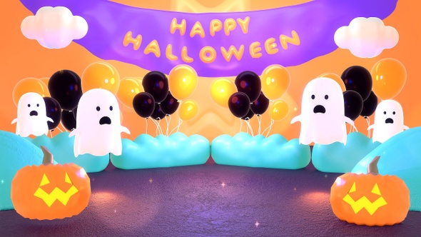 Cartoon Halloween Ghost Land