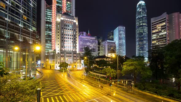 Time lapse people crossing the road in Hong Kong at night