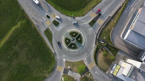 aerial view of the roundabout drone 4k switzerland
