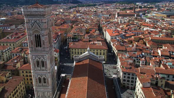 Timelapse of Tourists Milling Around Cathedral of Santa Maria Del Firore and Giotto’s Belltower in F