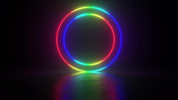 Circle stage multicolored neon light