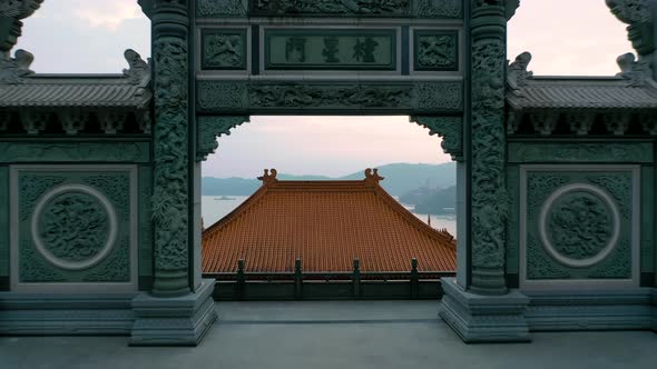 Wenwu Temple and mountains at Sun Moon Lake, Taiwan