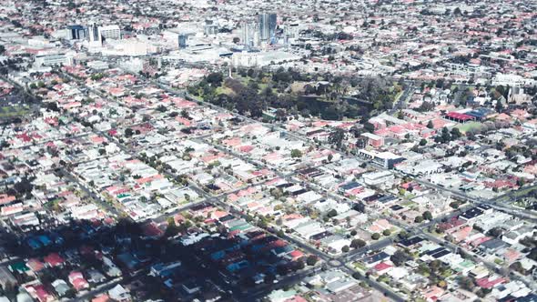 Aerial View of Merbourne Skyline From Helicopter in Slow Motion Australia