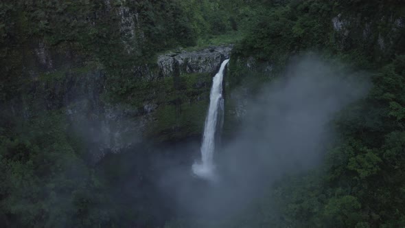 Aerial view of Cascade de La Grande Ravine, Saint Benoit, Reunion.