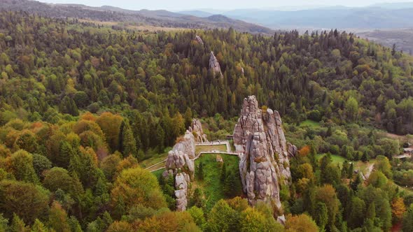 Aerial Drone View of Famous Tustan Fortress