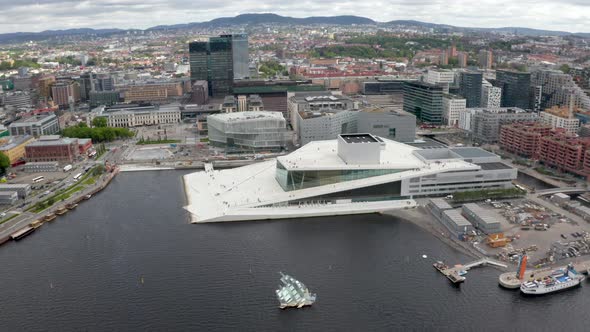Aerial view on the National Oslo Opera House