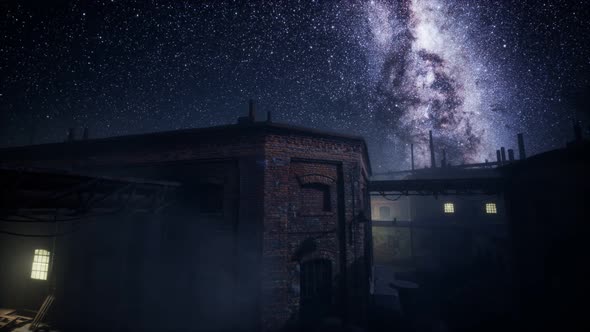Milky Way Stars Above Abandoned Old Fatory