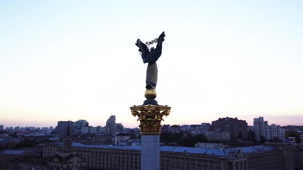 Independence Square. Maidan. Monument. Aerial. Kyiv. Ukraine