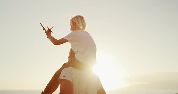 Taking his son into the endless sky