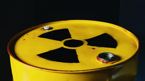 Yellow Metal Barrel with Radioactive Decay Symbol