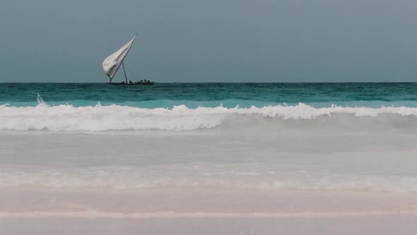 Tropical Sea Waves in Turquoise Ocean Water on Paradise Sandy Beach