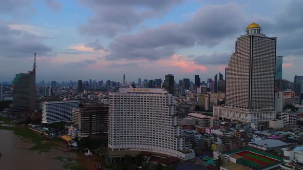 4k Aerial city view of Bangkok dowtnown, Flying over Bangkok, Thailand.