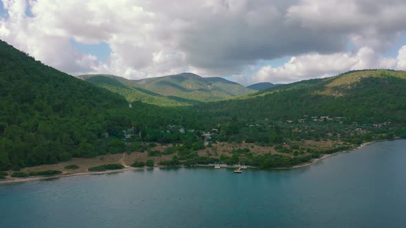 Panoramic View Mountains of Torba Bay Bodrum Turkey