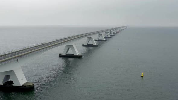 Aerial View of the Zeelandbrug Bridge the Longest Bridge in the Netherlands