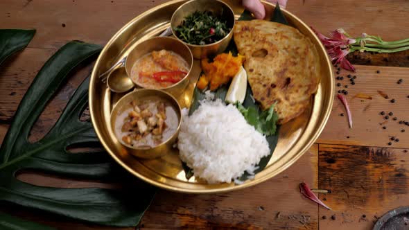 Assorted Indian Srilanka Food Set on Wooden Background