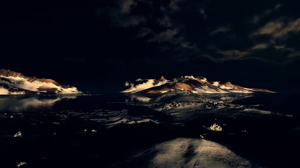 Dramatic Landscape in Antarctica with Storm Coming