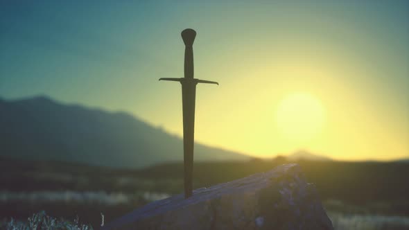 Famous Sword Excalibur of King Arthur in the Rock alt