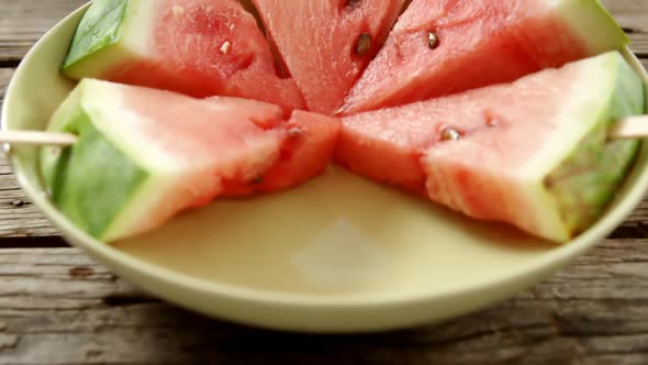 Slices of watermelon kept in plate