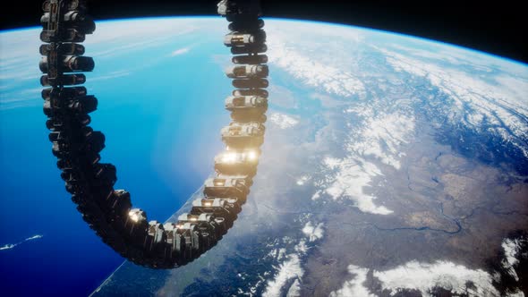 Futuristic Space Station on Earth Orbit