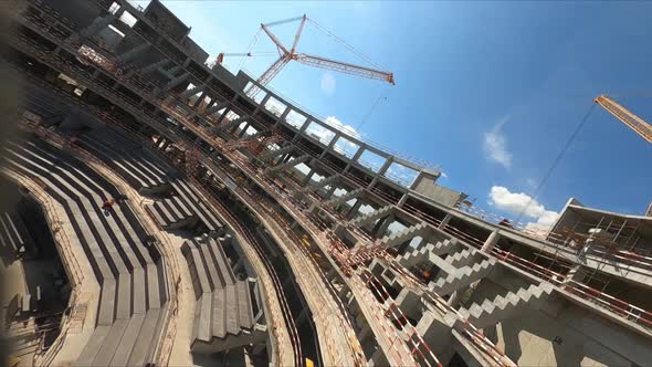 Carcasses of Spectator Places at Large Stadium Building