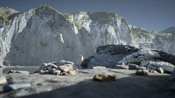 Sand Beach Among Rocks at Atlantic Ocean Coast in Portugal