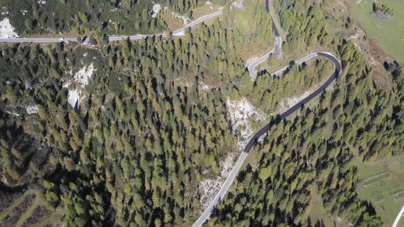 Mountain pass road aerial view with beautiful scenery on background in the Do