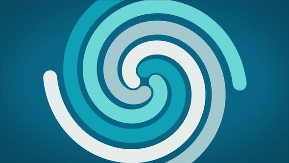 Hypnotic spiral rotates on the glowing blue background