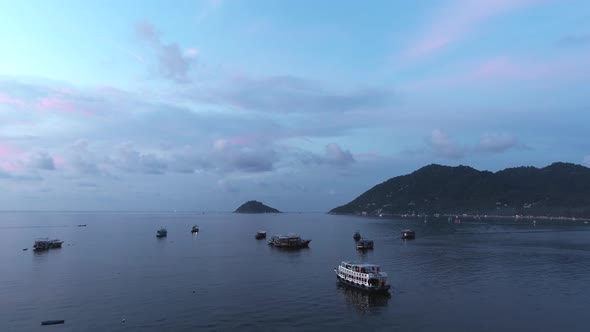 Colourful Sunset Over Ships 