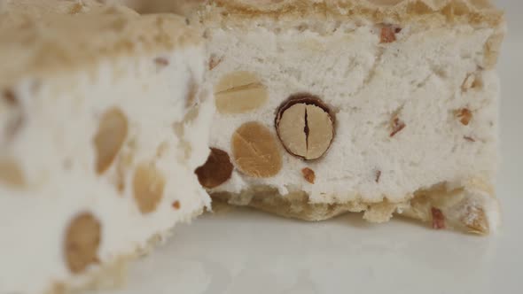 Pieces of halva in wafer sheets 4K footage