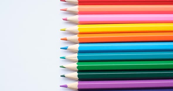 A Set of Colored Pencils Isolated on a White Background in Banner Format
