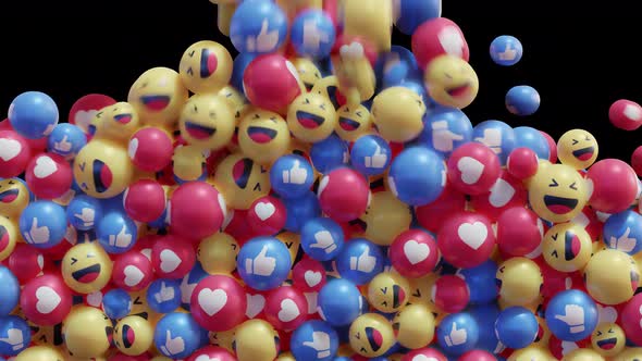 4K 3D Like + Heart + Laugh Social Media Reactions