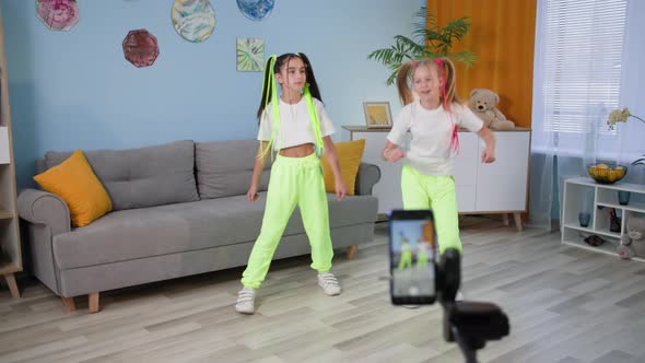 Kids Blog Beautiful Teens Shoot Portrait Orientation Dance Videos on Smartphone for Social Media in